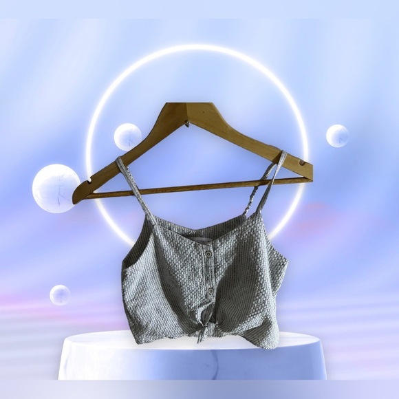 Zara Striped Denim Crop Top Blue & White Sleeveless Square Neck Size 13-14 Cm 16 - Picture 3 of 15